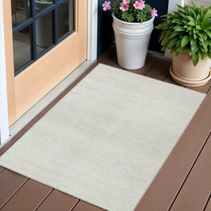 Homeroots 3' Black Ivory And Gray Striped Indoor Outdoor Area Rug - Stylish, Washable, And Stain Resistant! 3' X 5' Polyester 589686