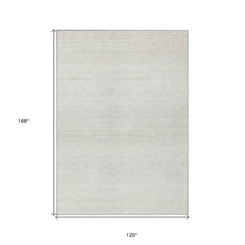 Homeroots 3' Black Ivory And Gray Striped Indoor Outdoor Area Rug - Stylish, Washable, And Stain Resistant! 10' X 14' Polyester 589691