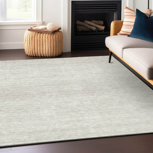 Homeroots 3' Black Ivory And Gray Striped Indoor Outdoor Area Rug - Stylish, Washable, And Stain Resistant! 10' X 14' Polyester 589691