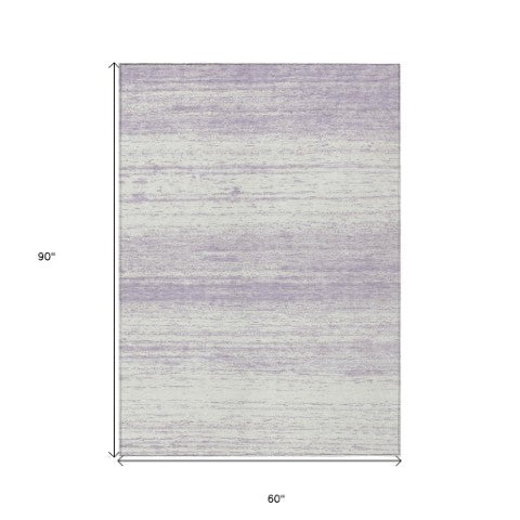 Homeroots 3' Black Ivory And Gray Striped Indoor Outdoor Area Rug - Stylish, Washable, And Stain Resistant! 5' X 8' Polyester 589693