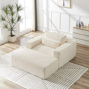 English Elm 75-Inch Corduroy Sponge Lounge Chair With Removable Footrest – Stylish, Comfortable, No Assembly Needed! W834P206099