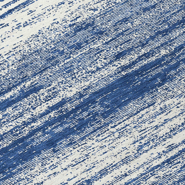 Homeroots 3' Black Ivory And Gray Striped Indoor Outdoor Area Rug - Stylish, Washable, And Stain Resistant! 8' Round Polyester 589706