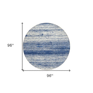 Homeroots 3' Black Ivory And Gray Striped Indoor Outdoor Area Rug - Stylish, Washable, And Stain Resistant! 8' Round Polyester 589706