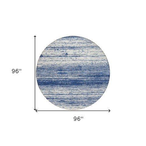 Homeroots 3' Black Ivory And Gray Striped Indoor Outdoor Area Rug - Stylish, Washable, And Stain Resistant! 8' Round Polyester 589706