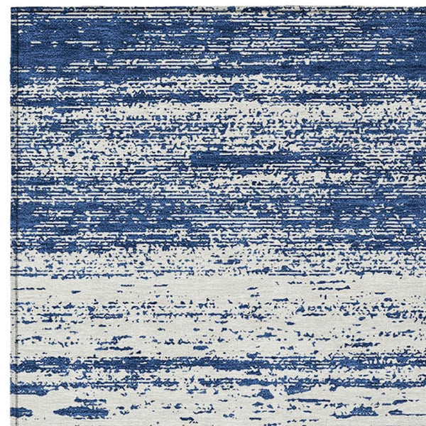 Homeroots 3' Black Ivory And Gray Striped Indoor Outdoor Area Rug - Stylish, Washable, And Stain Resistant! 8' X 10' Polyester 589707