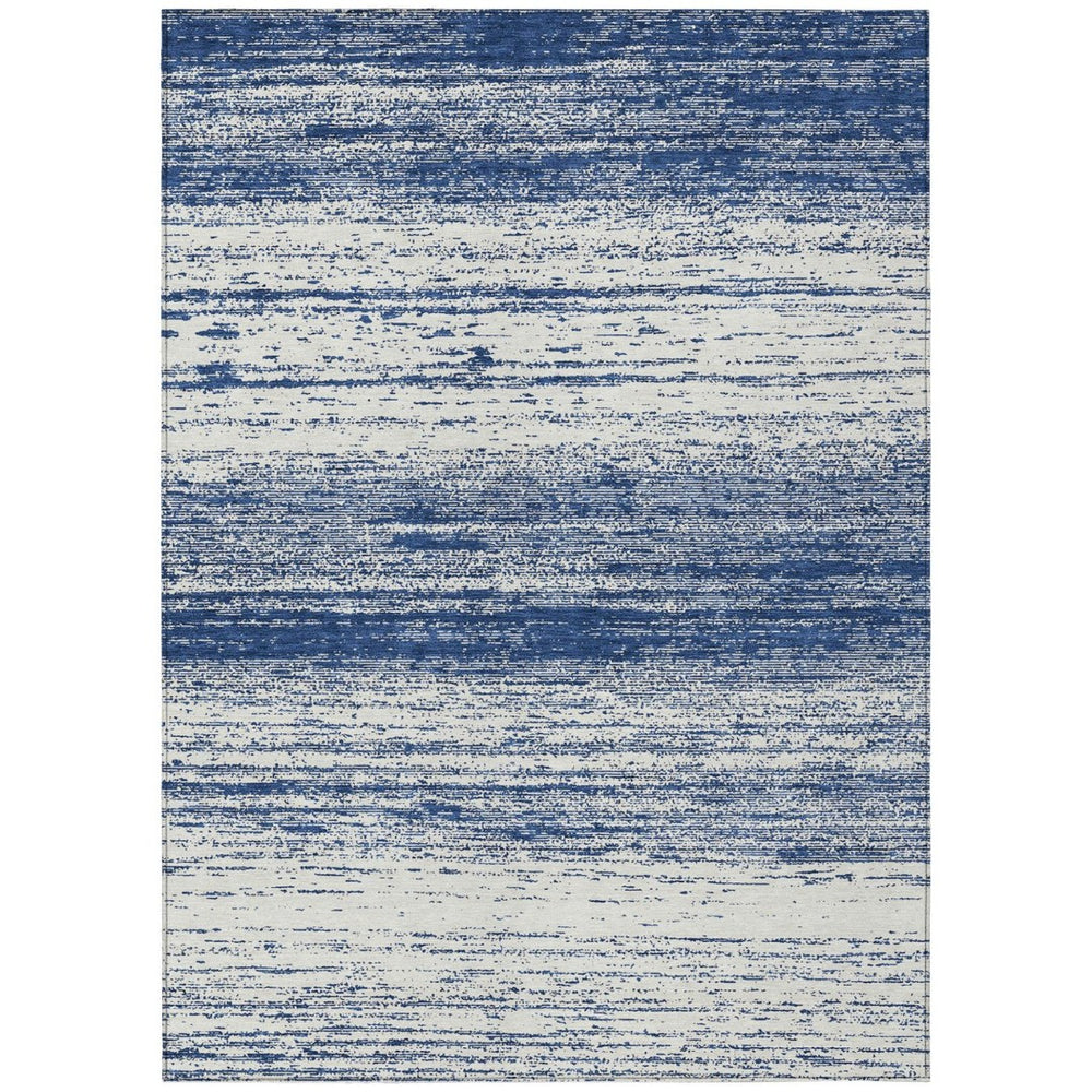 HomeRoots 9' Navy Blue and Ivory Striped Indoor Outdoor Area Rug - Durable, Washable, Coastal Charm for Any Space 9' X 12' 589708