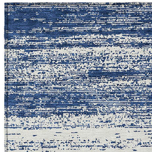 Homeroots 3' Black Ivory And Gray Striped Indoor Outdoor Area Rug - Stylish, Washable, And Stain Resistant! 9' X 12' Polyester 589708