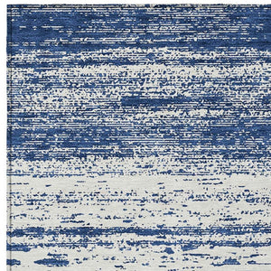 Homeroots 3' Black Ivory And Gray Striped Indoor Outdoor Area Rug - Stylish, Washable, And Stain Resistant! 9' X 12' Polyester 589708