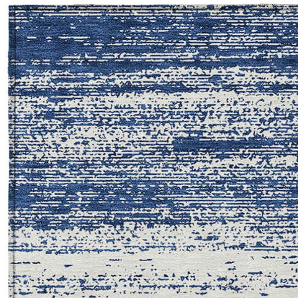 Homeroots 3' Black Ivory And Gray Striped Indoor Outdoor Area Rug - Stylish, Washable, And Stain Resistant! 10' X 14' Polyester 589709