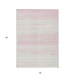 Homeroots 3' Black Ivory And Gray Striped Indoor Outdoor Area Rug - Stylish, Washable, And Stain Resistant! 3' X 5' Polyester 589710