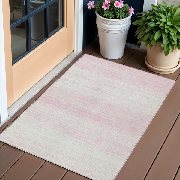 Homeroots 3' Black Ivory And Gray Striped Indoor Outdoor Area Rug - Stylish, Washable, And Stain Resistant! 3' X 5' Polyester 589710