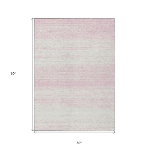 Homeroots 3' Black Ivory And Gray Striped Indoor Outdoor Area Rug - Stylish, Washable, And Stain Resistant! 5' X 8' Polyester 589711