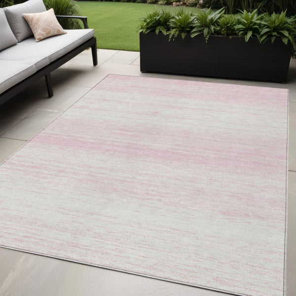 Homeroots 3' Black Ivory And Gray Striped Indoor Outdoor Area Rug - Stylish, Washable, And Stain Resistant! 5' X 8' Polyester 589711
