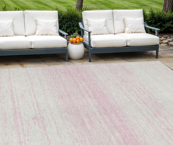 Homeroots 3' Black Ivory And Gray Striped Indoor Outdoor Area Rug - Stylish, Washable, And Stain Resistant! 8' X 10' Polyester 589713