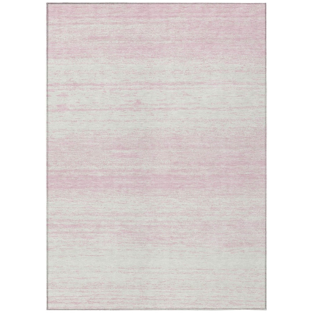 HomeRoots 9' Elegant Pink and Ivory Striped Washable Area Rug for Indoor and Outdoor Spaces, Durable Design 9' X 12' 589714