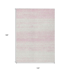 Homeroots 3' Black Ivory And Gray Striped Indoor Outdoor Area Rug - Stylish, Washable, And Stain Resistant! 10' X 14' Polyester 589715