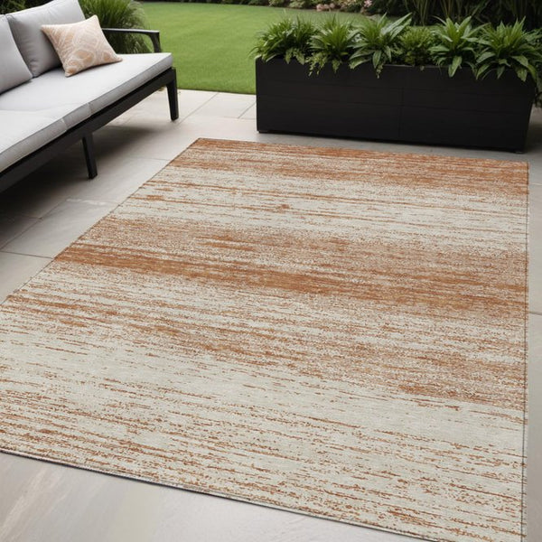 Homeroots 3' Black Ivory And Gray Striped Indoor Outdoor Area Rug - Stylish, Washable, And Stain Resistant! 5' X 8' Polyester 589717
