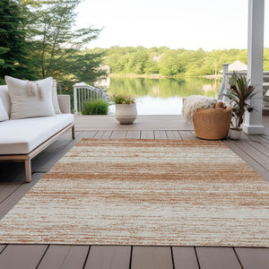 Homeroots 3' Black Ivory And Gray Striped Indoor Outdoor Area Rug - Stylish, Washable, And Stain Resistant! 10' X 14' Polyester 589721