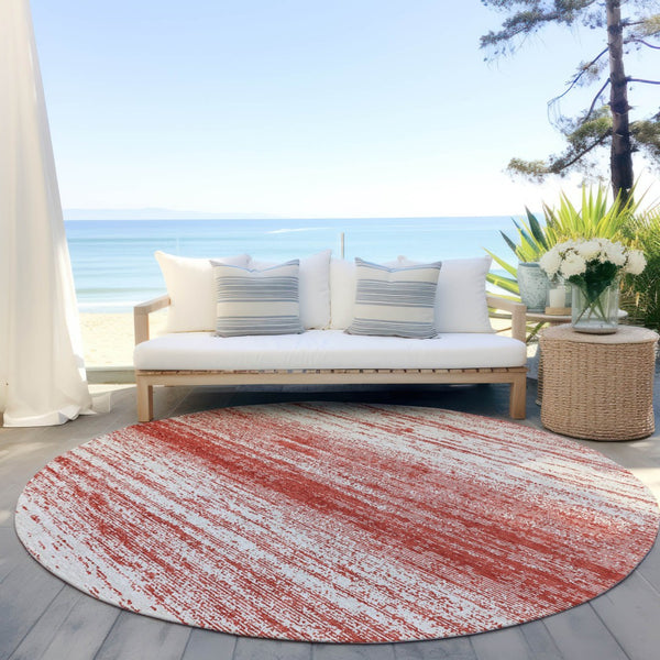 Homeroots 3' Black Ivory And Gray Striped Indoor Outdoor Area Rug - Stylish, Washable, And Stain Resistant! 8' Round Polyester 589724