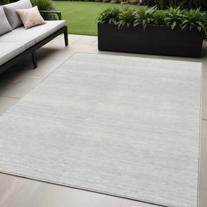 Homeroots 3' Black Ivory And Gray Striped Indoor Outdoor Area Rug - Stylish, Washable, And Stain Resistant! 5' X 8' Polyester 589729