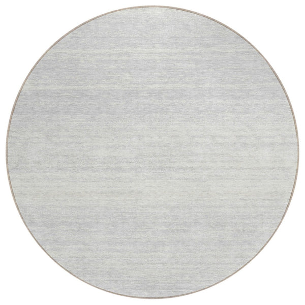 HomeRoots 5' Silver and Gray Striped Washable Area Rug - Stylish, Durable Design for Indoor and Outdoor Spaces 8' Round 589730