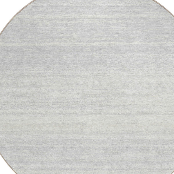Homeroots 3' Black Ivory And Gray Striped Indoor Outdoor Area Rug - Stylish, Washable, And Stain Resistant! 8' Round Polyester 589730