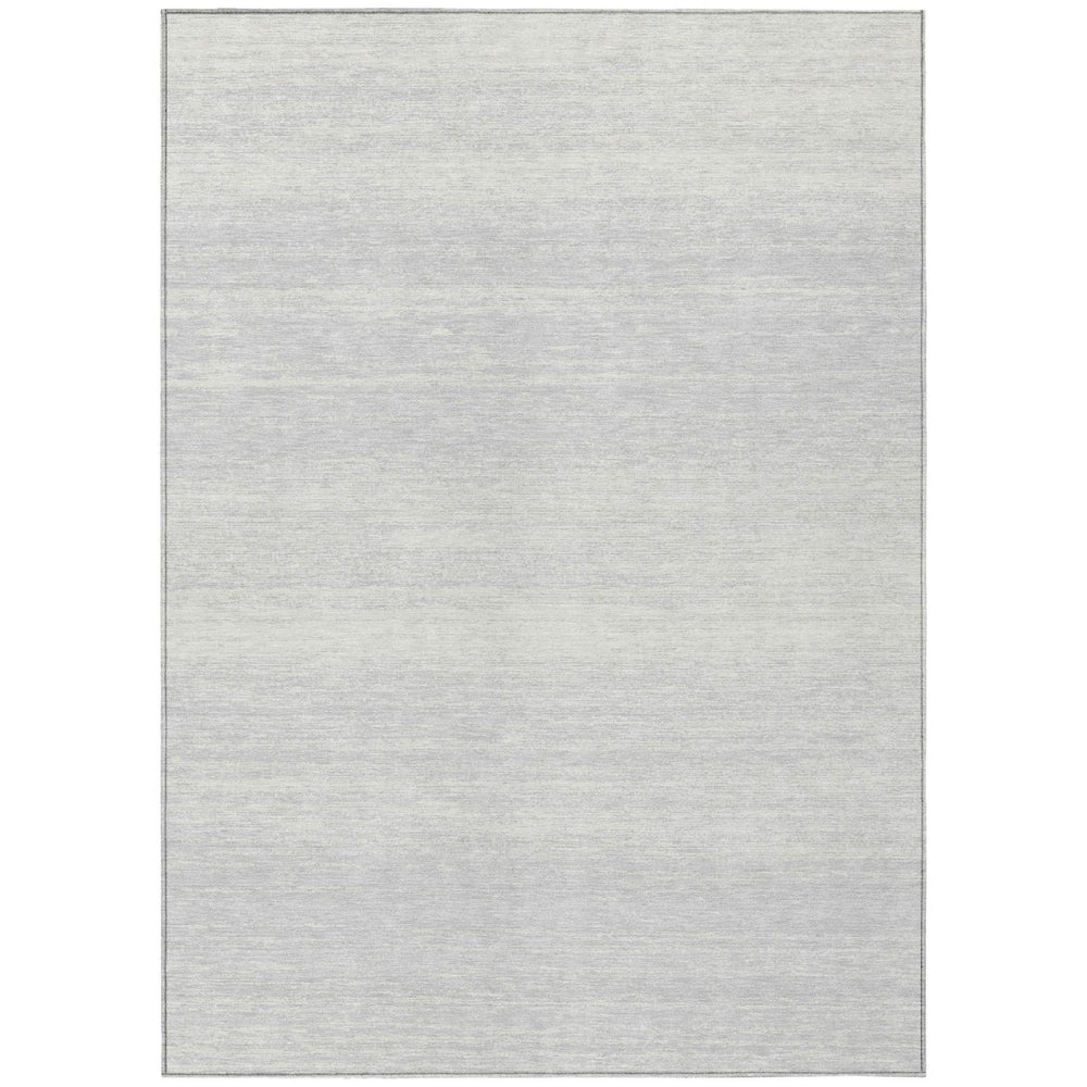 HomeRoots 9' Stylish Silver and Gray Striped Washable Area Rug for Indoor and Outdoor High-Traffic Spaces 9' X 12' 589732