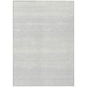 HomeRoots 9' Stylish Silver and Gray Striped Washable Area Rug for Indoor and Outdoor High-Traffic Spaces 9' X 12' 589732
