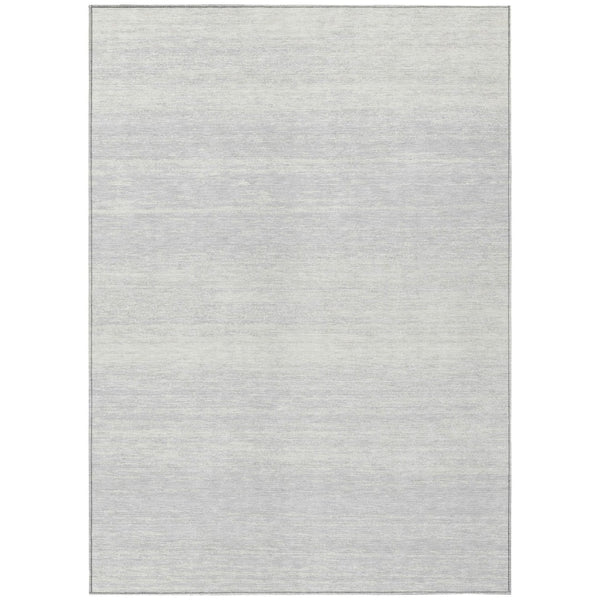 HomeRoots 9' Stylish Silver and Gray Striped Washable Area Rug for Indoor and Outdoor High-Traffic Spaces 9' X 12' 589732
