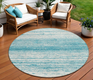 Homeroots 3' Black Ivory And Gray Striped Indoor Outdoor Area Rug - Stylish, Washable, And Stain Resistant! 8' Round Polyester 589736