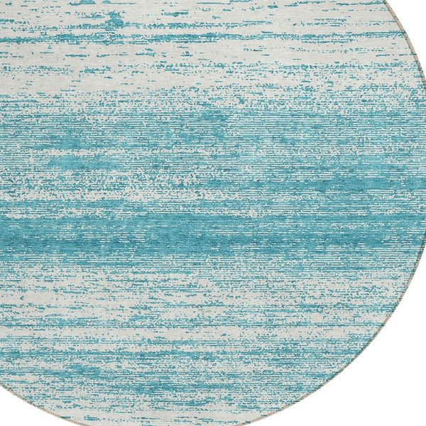 Homeroots 3' Black Ivory And Gray Striped Indoor Outdoor Area Rug - Stylish, Washable, And Stain Resistant! 8' Round Polyester 589736