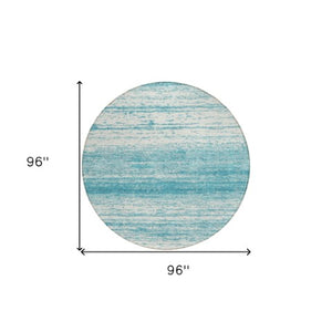 Homeroots 3' Black Ivory And Gray Striped Indoor Outdoor Area Rug - Stylish, Washable, And Stain Resistant! 8' Round Polyester 589736