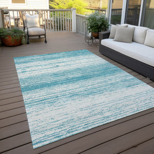 Homeroots 3' Black Ivory And Gray Striped Indoor Outdoor Area Rug - Stylish, Washable, And Stain Resistant! 8' X 10' Polyester 589737