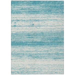 HomeRoots 5' Coastal-Inspired Teal Blue and Ivory Striped Area Rug - Durable, Washable for Indoor/Outdoor Use 8' X 10' 589737