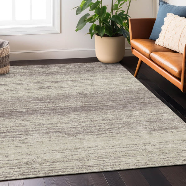 Homeroots 3' Black Ivory And Gray Striped Indoor Outdoor Area Rug - Stylish, Washable, And Stain Resistant! 5' X 8' Polyester 589741