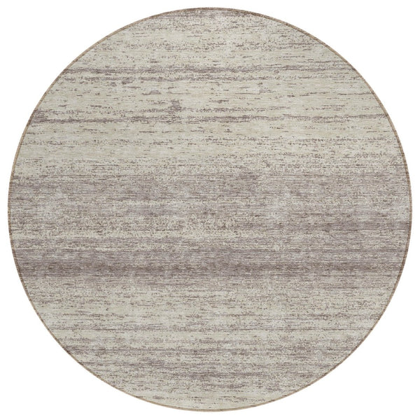 HomeRoots 5' Taupe and Beige Striped Area Rug – Durable, Machine Washable, Perfect for Indoor and Outdoor Use 8' Round 589742
