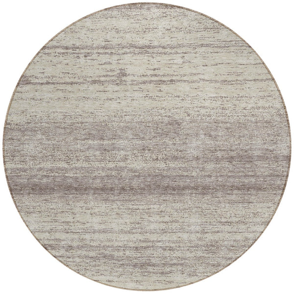 Homeroots 3' Black Ivory And Gray Striped Indoor Outdoor Area Rug - Stylish, Washable, And Stain Resistant! 8' Round Polyester 589742