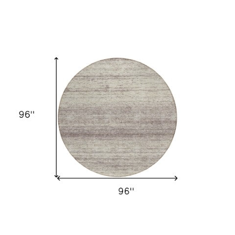 Homeroots 3' Black Ivory And Gray Striped Indoor Outdoor Area Rug - Stylish, Washable, And Stain Resistant! 8' Round Polyester 589742