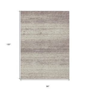 Homeroots 3' Black Ivory And Gray Striped Indoor Outdoor Area Rug - Stylish, Washable, And Stain Resistant! 8' X 10' Polyester 589743