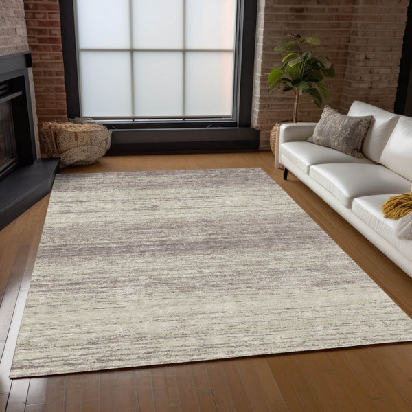 Homeroots 3' Black Ivory And Gray Striped Indoor Outdoor Area Rug - Stylish, Washable, And Stain Resistant! 8' X 10' Polyester 589743