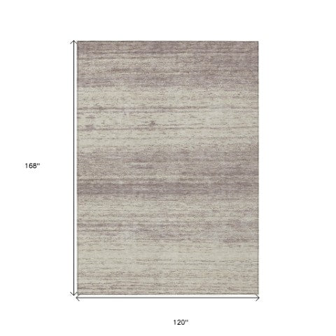Homeroots 3' Black Ivory And Gray Striped Indoor Outdoor Area Rug - Stylish, Washable, And Stain Resistant! 10' X 14' Polyester 589745