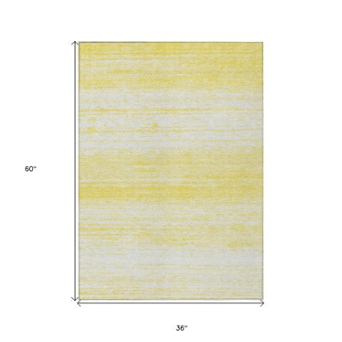 Homeroots 3' Black Ivory And Gray Striped Indoor Outdoor Area Rug - Stylish, Washable, And Stain Resistant! 3' X 5' Polyester 589746