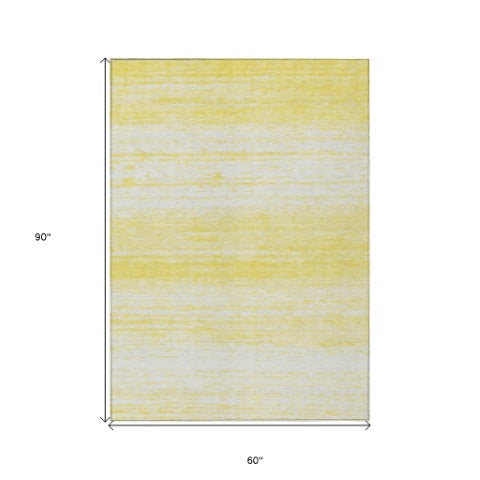 Homeroots 3' Black Ivory And Gray Striped Indoor Outdoor Area Rug - Stylish, Washable, And Stain Resistant! 5' X 8' Polyester 589747