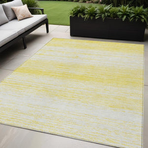 Homeroots 3' Black Ivory And Gray Striped Indoor Outdoor Area Rug - Stylish, Washable, And Stain Resistant! 5' X 8' Polyester 589747
