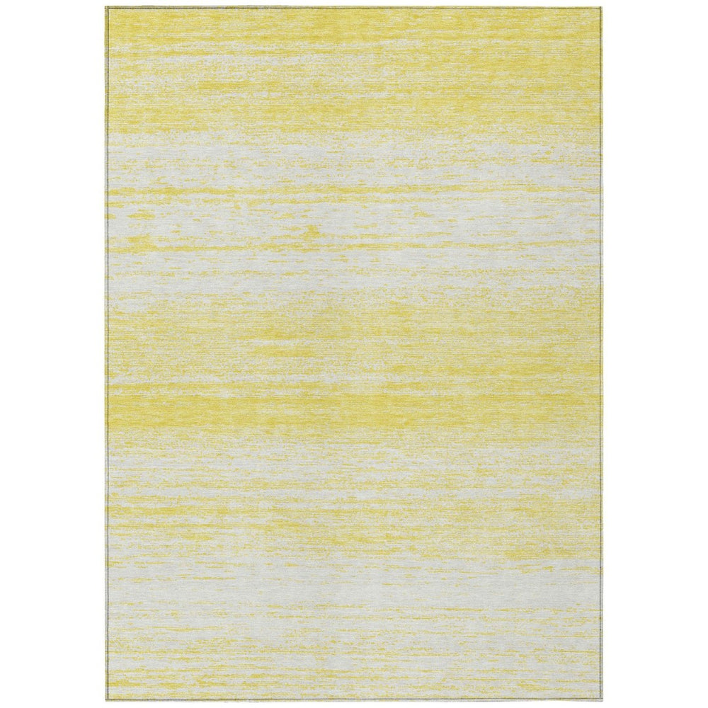 HomeRoots 9' Yellow and Ivory Striped Washable Area Rug - Durable Indoor Outdoor Style for High-Traffic Spaces 9' X 12' 589750