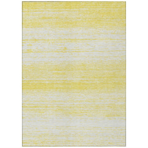HomeRoots 9' Yellow and Ivory Striped Washable Area Rug - Durable Indoor Outdoor Style for High-Traffic Spaces 9' X 12' 589750