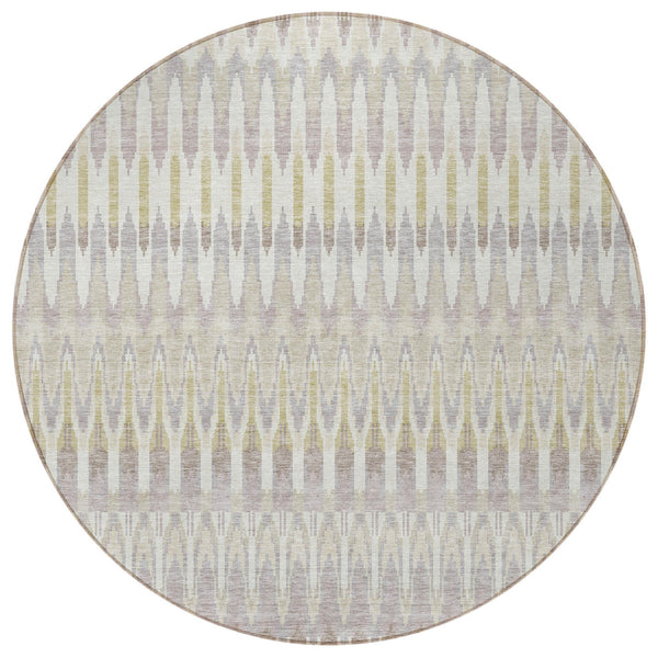 Homeroots 3' Beige Taupe And Gold Southwestern Indoor Outdoor Area Rug - Durable, Washable, Stylish Decor 8' Round Polyester 589754