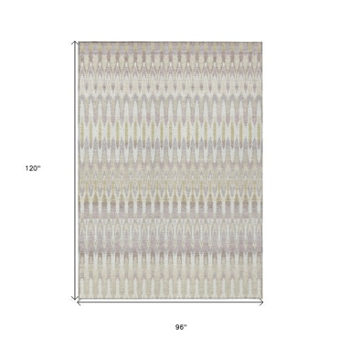 Homeroots 3' Beige Taupe And Gold Southwestern Indoor Outdoor Area Rug - Durable, Washable, Stylish Decor 8' X 10' Polyester 589755