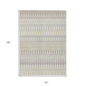 Homeroots 3' Beige Taupe And Gold Southwestern Indoor Outdoor Area Rug - Durable, Washable, Stylish Decor 10' X 14' Polyester 589757