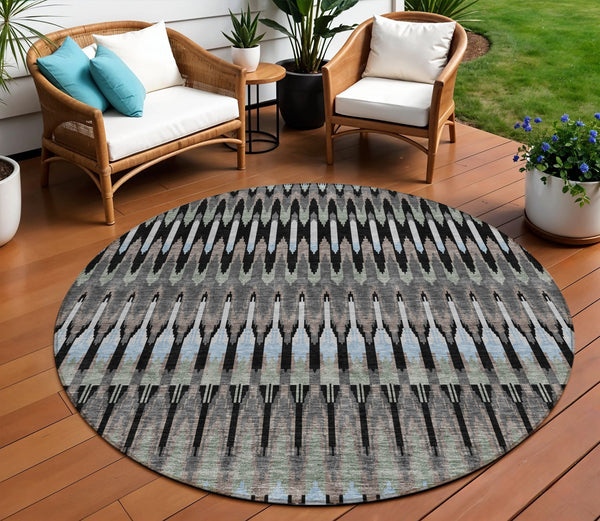 Homeroots 3' Beige Taupe And Gold Southwestern Indoor Outdoor Area Rug - Durable, Washable, Stylish Decor 8' Round Polyester 589760